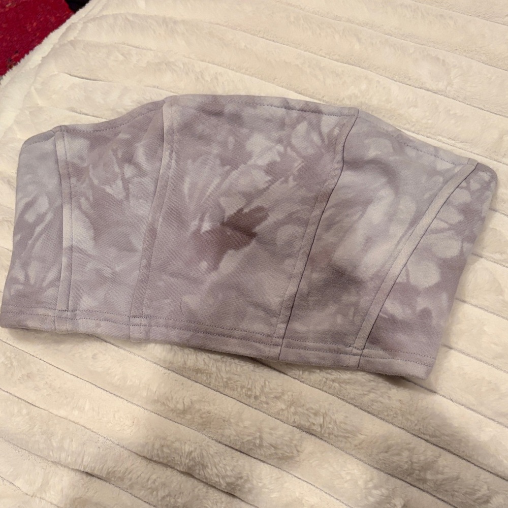 Le Lis Light Gray Tie-Dye Strapless Top